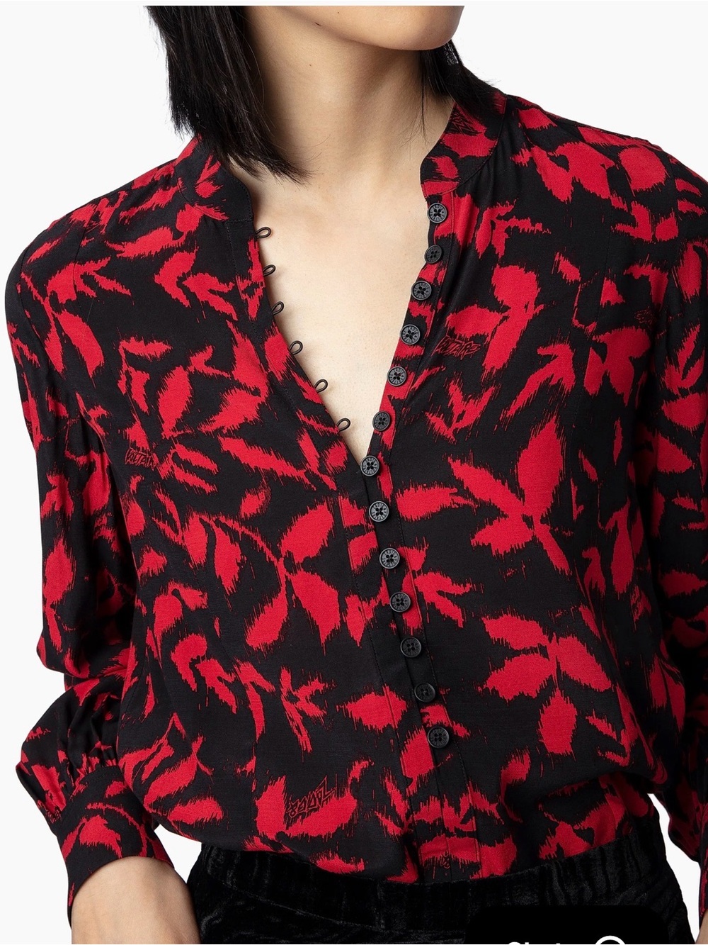 NEW ZADIG & VOLTAIRE twina soft ikat blouse in noir